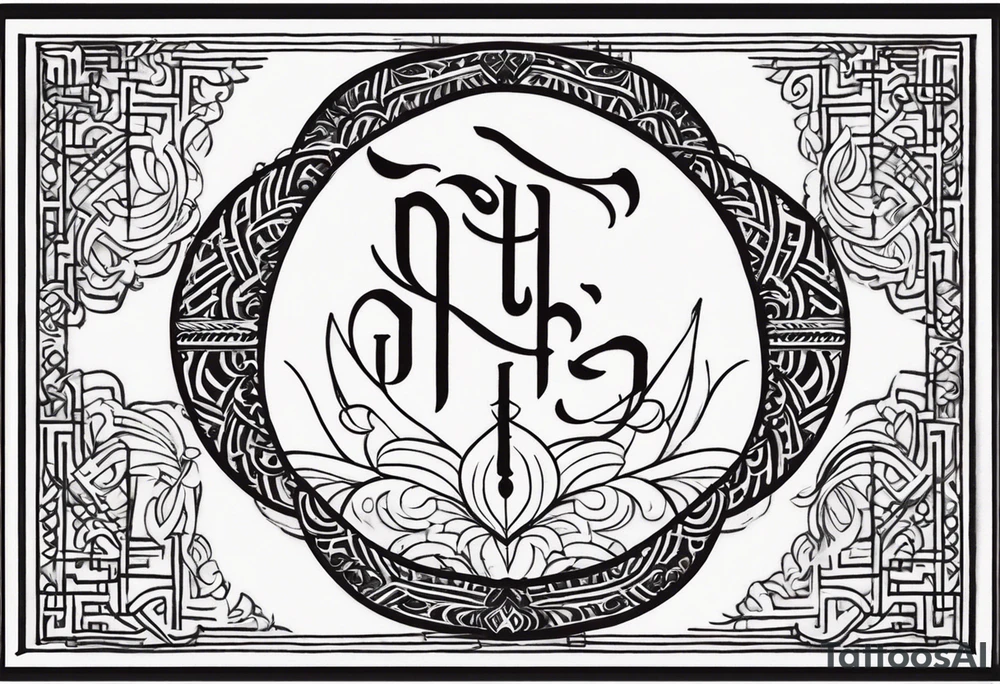 Tattoo ਨਿਰਭਉ ਨਿਰਵੈਰ written in Gurmukhi written text. Add fire and heart to symbolize strength and love tattoo idea