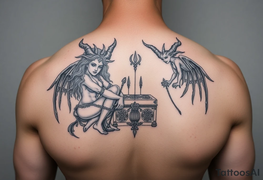 Hecate and Pandora's box, Greek mythology style tattoo idea