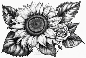 Sunflower and roses tattoo idea