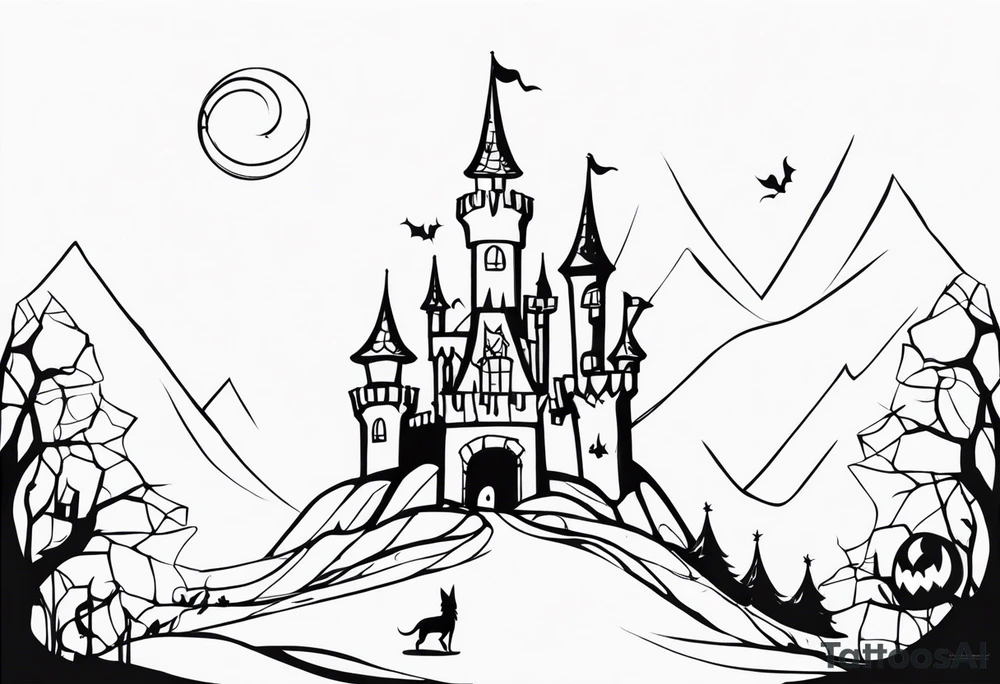 jack skellington and his castle tattoo idea