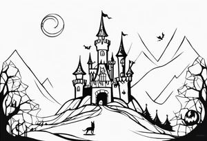 jack skellington and his castle tattoo idea