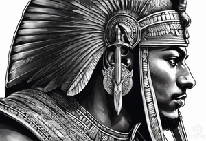 realistic egyptian warrior in profile with a sword in his hand. tattoo idea