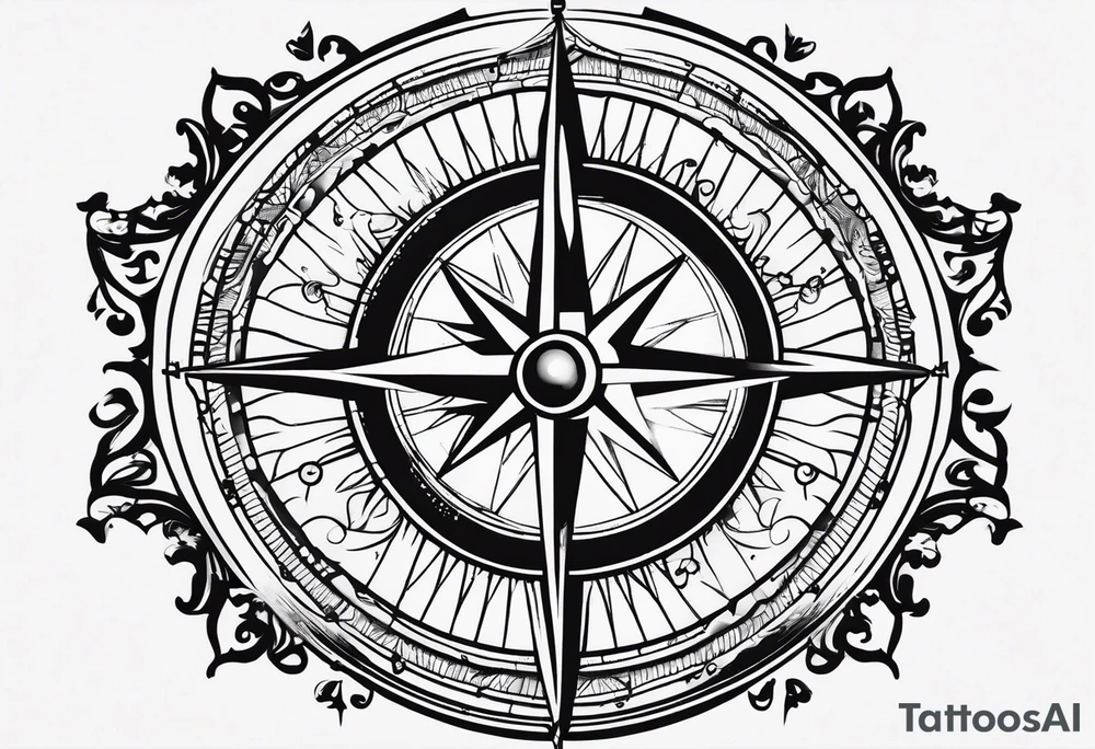 Compass inside the state of Ohio outline tattoo idea