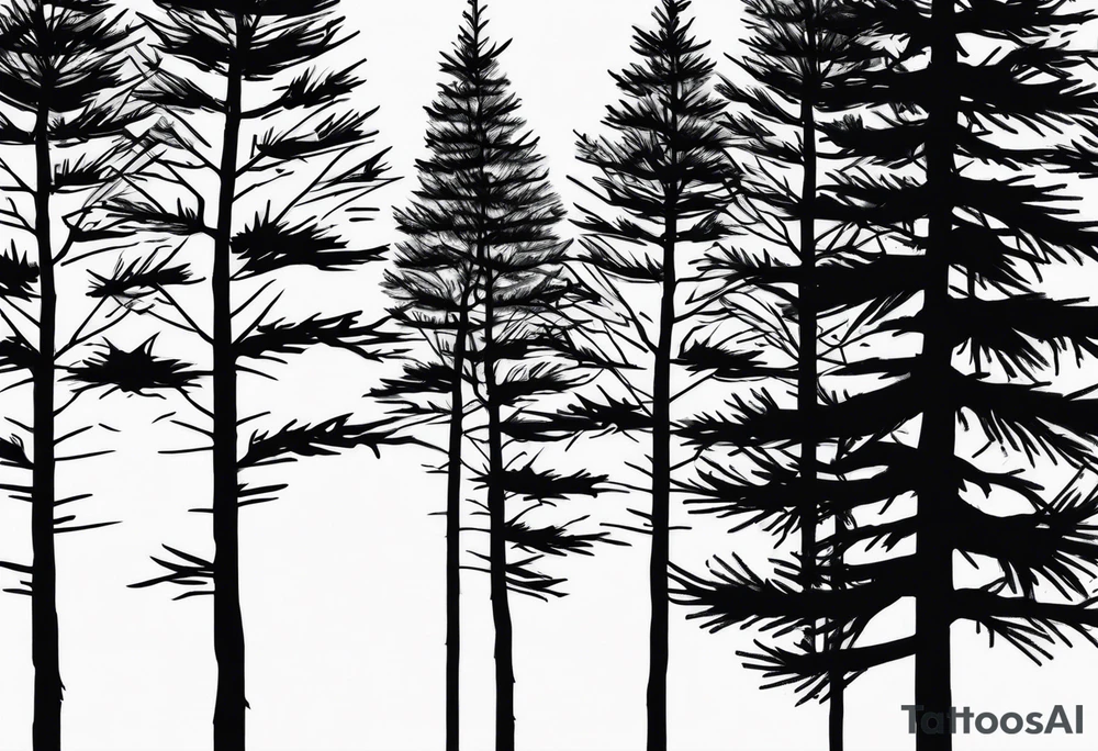 Tall thin pine trees tattoo idea