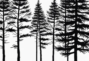 Tall thin pine trees tattoo idea