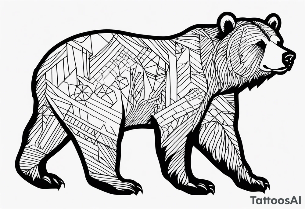 Grizzly bear full body tattoo idea
