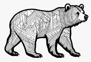 Grizzly bear full body tattoo idea