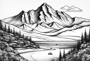 Mountain, beach, ocean tattoo idea