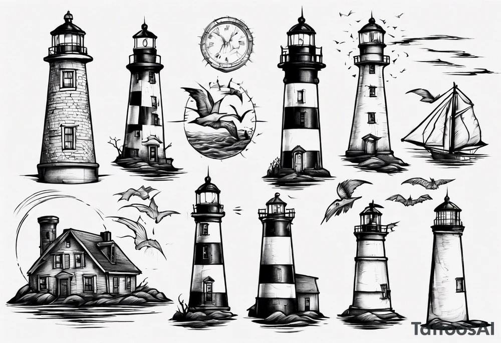 Rundown lighthouse spooky tattoo idea