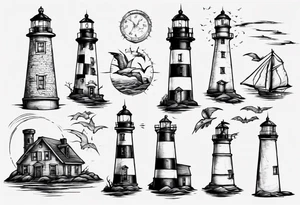 Rundown lighthouse spooky tattoo idea