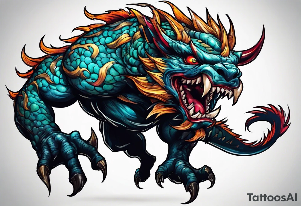 leaping monster tattoo idea