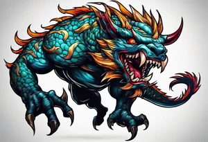 leaping monster tattoo idea