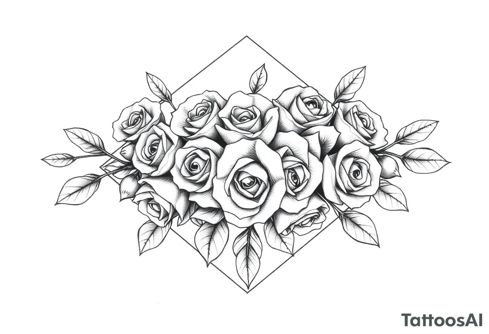 A lot of Small Roses in a diamond shape tattoo idea