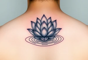 serene lotus flower emerging from sacred waters with ripples tattoo idea