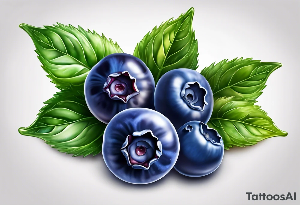 3 blueberries with a single leaf tattoo idea