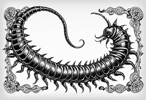 medieval centipede 
 with a fine point and sketch style tattoo idea