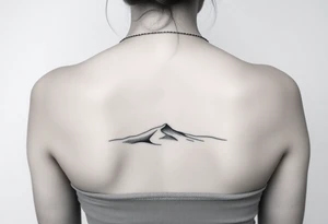 Landscape of sand dune and peasible sea (like in the north of France) in a minimalist style tattoo idea
