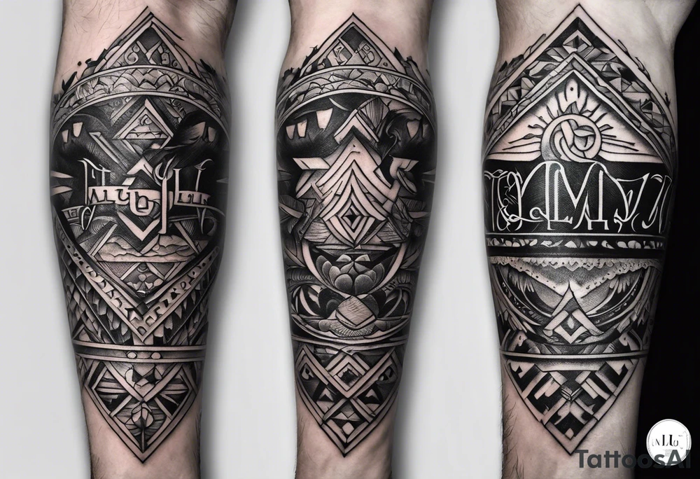 small tattoo on the forearm of a man with the initials MLJ, date of birth 22/09/22 in the style of a moluccan tattoo tattoo idea