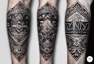 small tattoo on the forearm of a man with the initials MLJ, date of birth 22/09/22 in the style of a moluccan tattoo tattoo idea