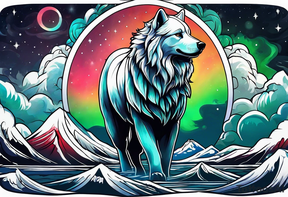 Northern lights with pennywise tattoo idea