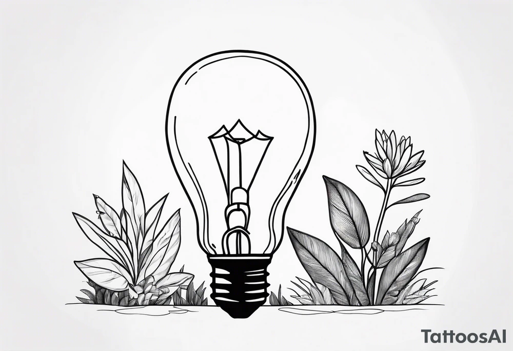 Light bulb with plants inside tattoo idea