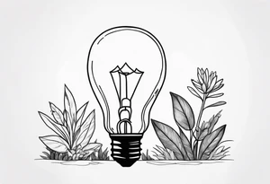 Light bulb with plants inside tattoo idea