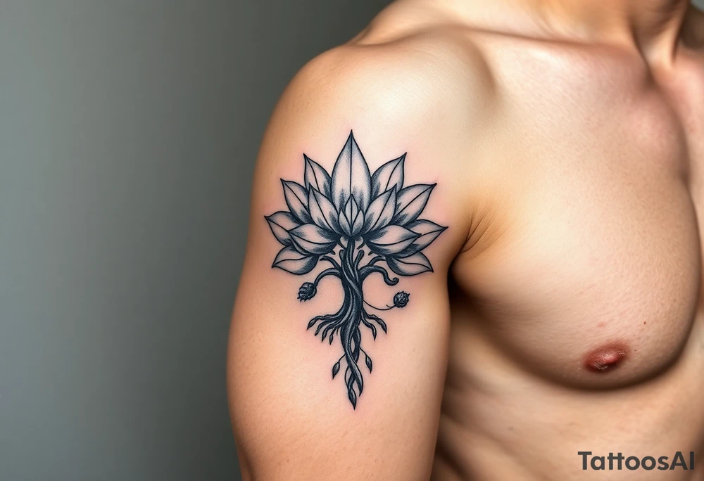 Lotus flower and tree of life tattoo idea