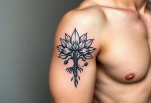 Lotus flower and tree of life tattoo idea