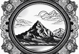 Mount Everest with Tibetan Buddha eyes tattoo idea