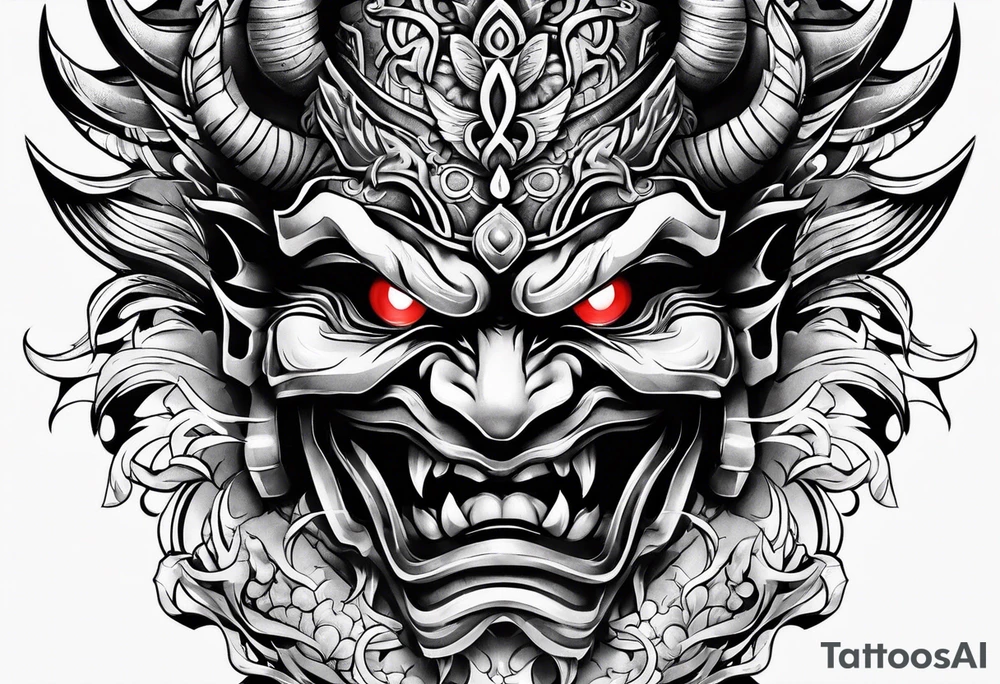 Oni mask tattoo idea