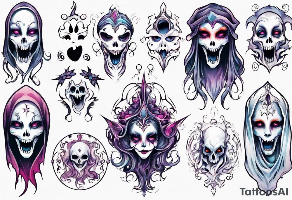 fantasy pretty ghost face tattoo idea