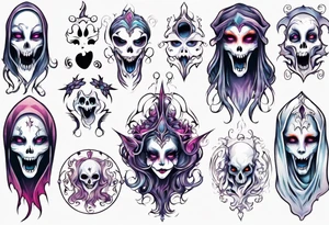 fantasy pretty ghost face tattoo idea