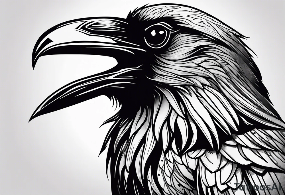 raven head tattoo idea