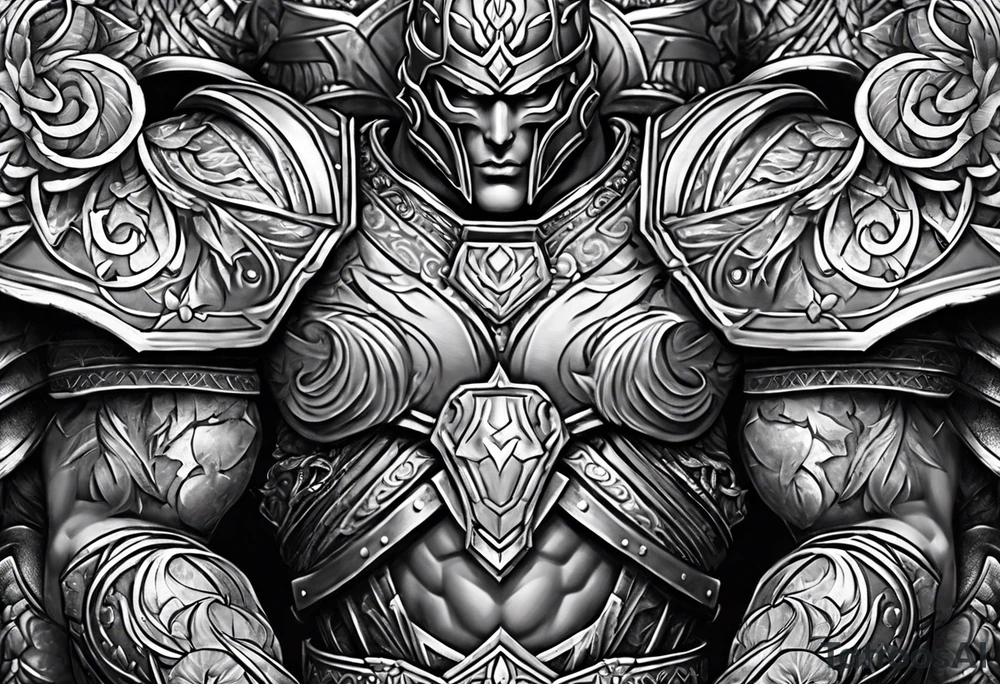 Armor for upper arm and chest tattoo idea