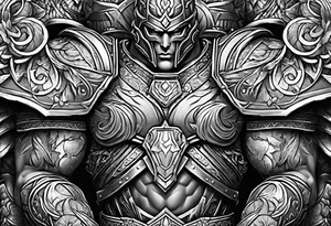 Armor for upper arm and chest tattoo idea