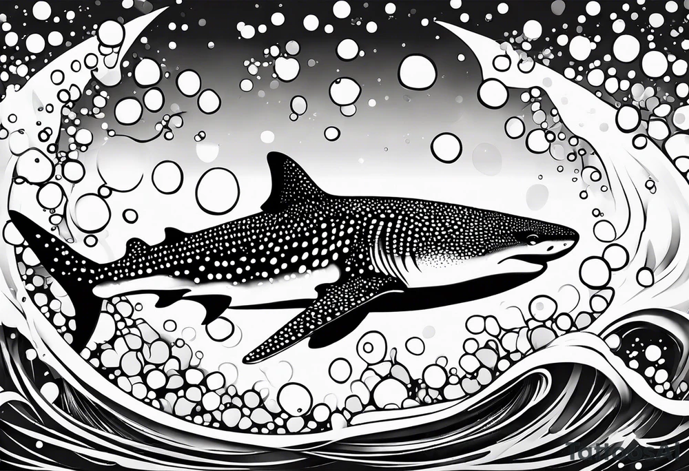 whaleshark, simple, bubbles tattoo idea
