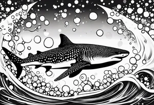 whaleshark, simple, bubbles tattoo idea