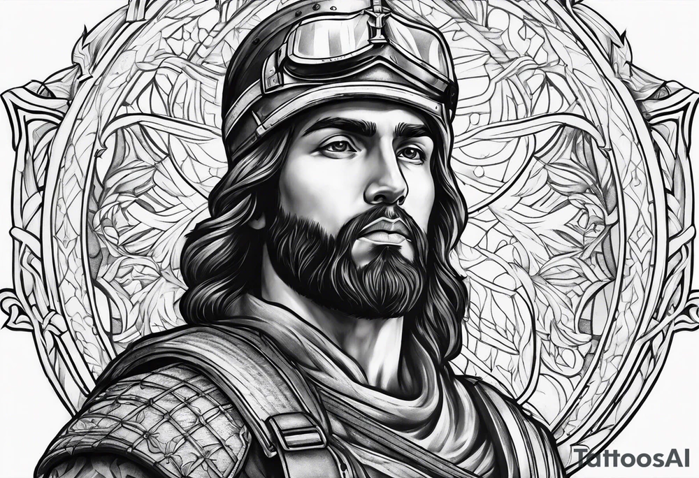 Religious tattoo representing a soldier of Christ tattoo idea