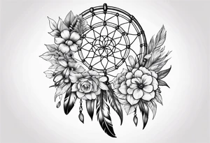 Dream catcher with flowers tattoo idea