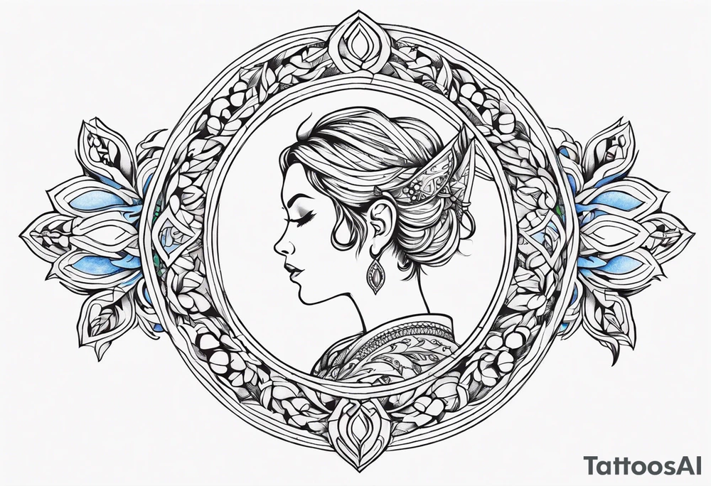 Elfe mit spitzen ohren nd geflochtenen zöpfen tattoo idea