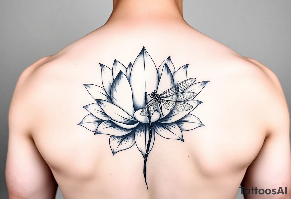 Lotus flower and dragonfly tattoo idea