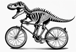 Dinosaur skeleton riding a bicycle tattoo idea