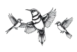 Mom bird and three birds tattoo idea