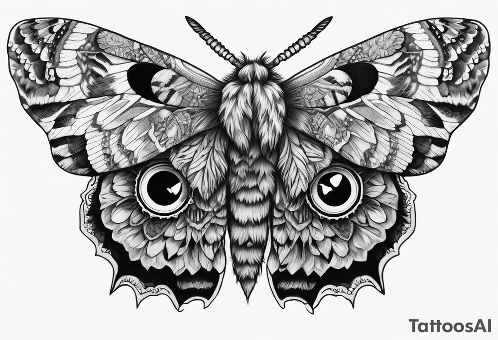Dead head moth with owl eyes tattoo idea