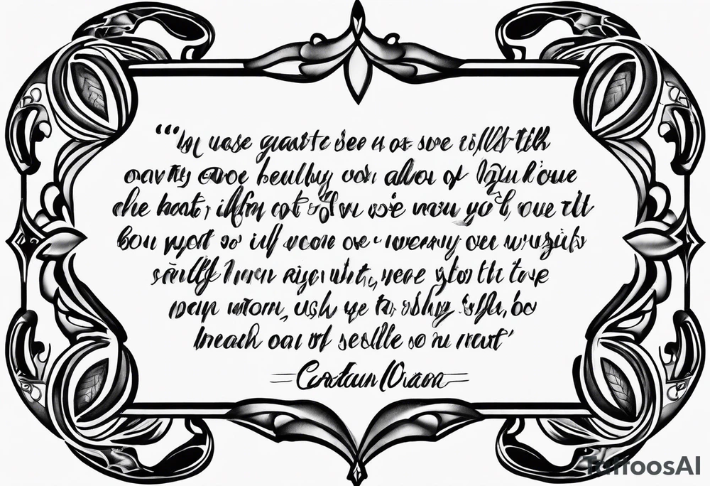 Small tattoo of a quote about self love in cursive tattoo idea