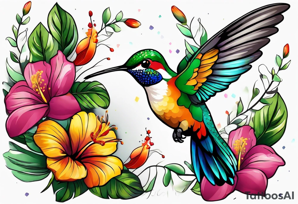 Ghana 🇬🇭, Curaçao 🇨🇼, flowers, hummingbirds,  butterflies tattoo idea