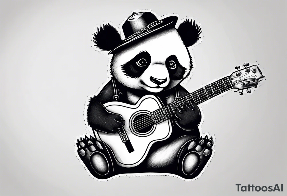Punk Rock Panda playing guitar tattoo idea