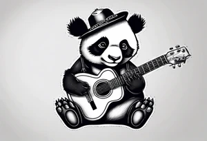 Punk Rock Panda playing guitar tattoo idea