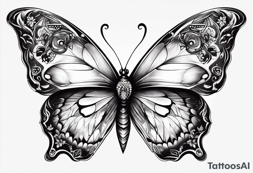 Borboleta com olho tattoo idea
