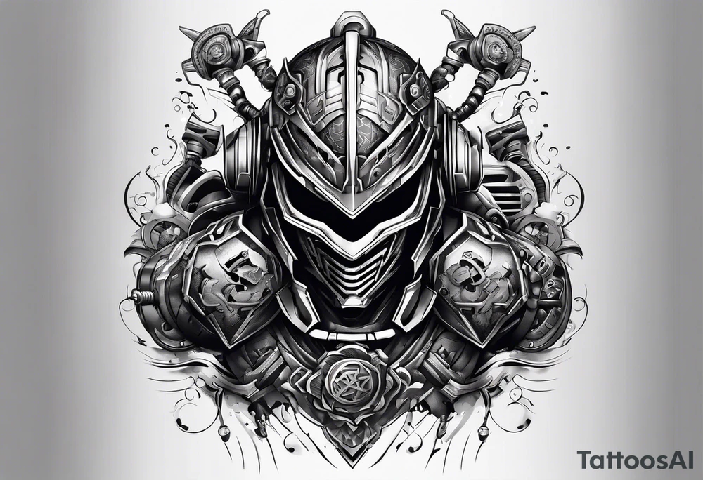 Modern robot ninja tattoo idea